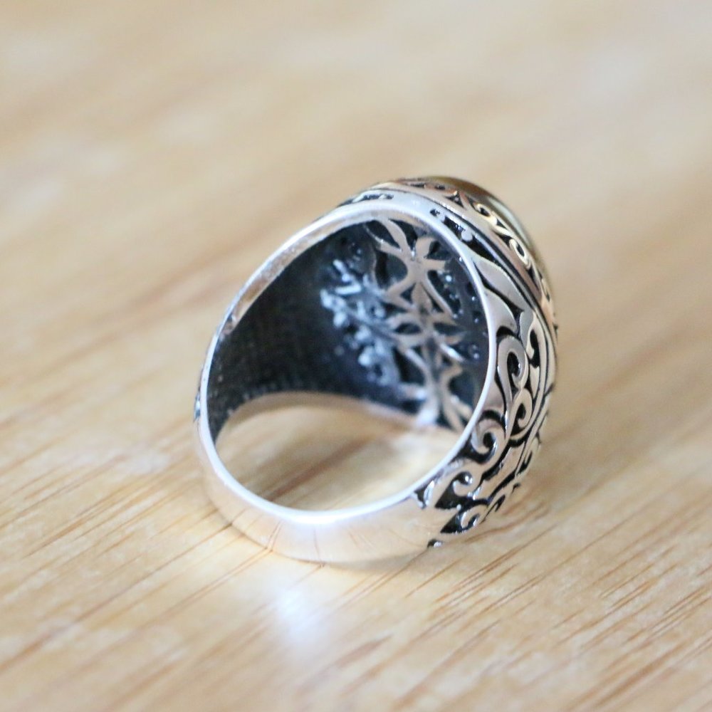 925 Sterling Silver Men's Ring with Tiger Eye -Super Elegant - Picture 9 of 10
